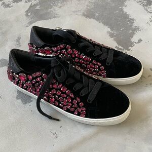 New Alice & Olivia black velvet rhinestone sneakers - so chic and sparkly!!